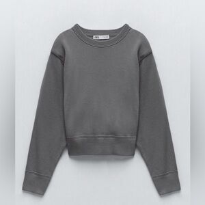 Zara Washed Effect Cotton  Sweatshirt